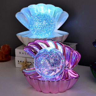 Cross-Border European and American Customized Gift Ornaments Large Colorful Crystal Glass Liquid Flow Shell Decorative Night Light