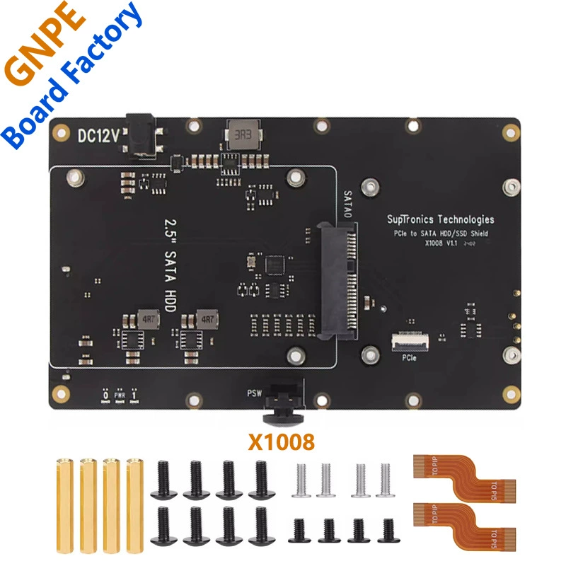 Raspberry Pi 5 X1008 PCIe в SATA, плата расширения интерфейса для двух HDD/SSD