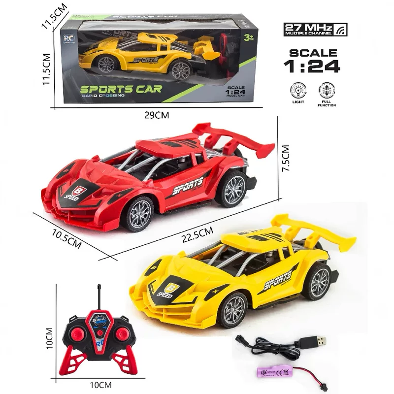 Lightweight spray, remote control car, electric racing car, realistic battery, scale 1:24