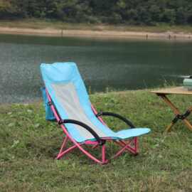 户外休闲日光浴沙滩躺椅带扶手野餐折叠靠背躺椅便携式旅游高背椅