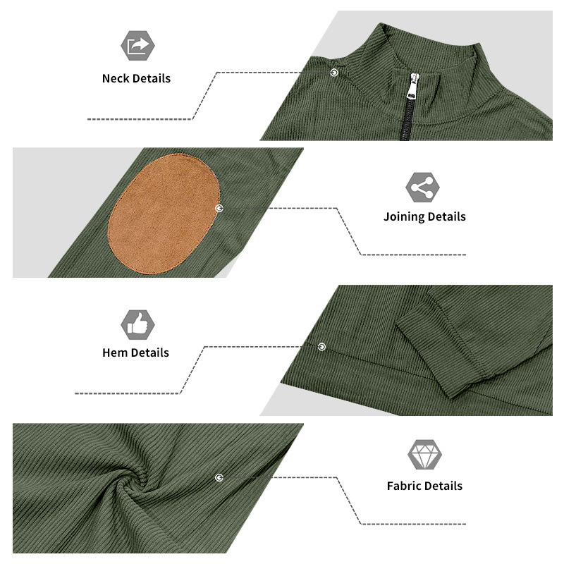 Men's Clothing Men's Corduroy Zip Up Sweatshirt Set Outdoor Loose Fitting Workwear Commuter Style Spring Autumn_viptrois.com