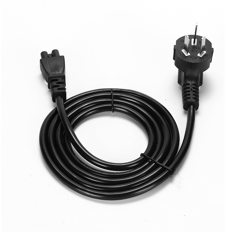 National Standard Plum-Flower Tail Power Cord, 3-Core Bent Plug to Three-Prong Adapter, Laptop Charger Extension Cable