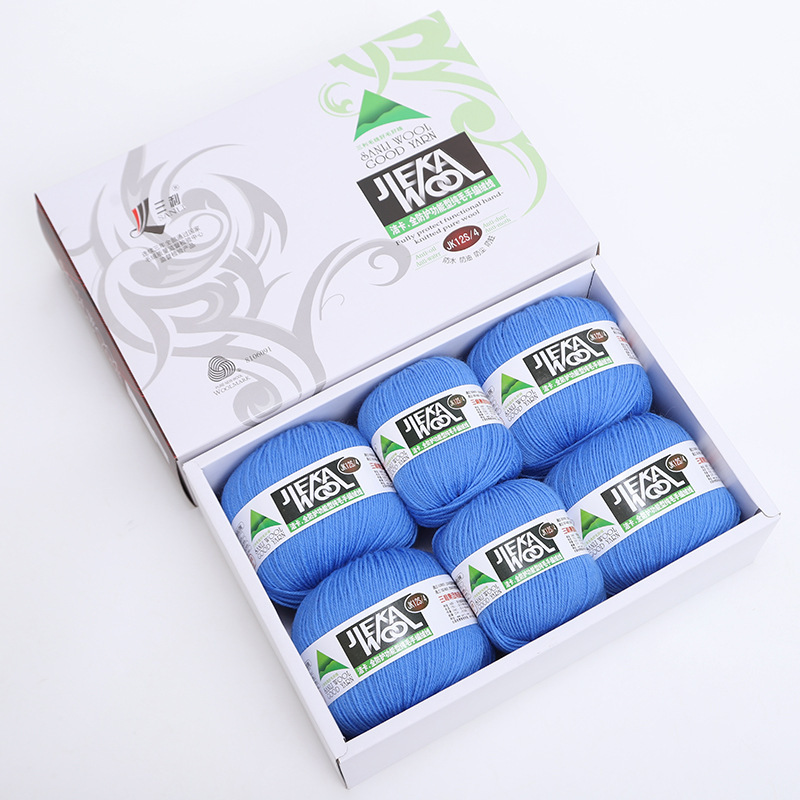 批发三利羊毛洁卡12系列500g盒装中粗手编羊毛线针织毛衣
