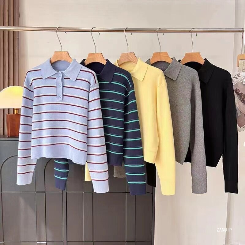 Women's Soft Cotton Casual Polo Collar Knitwear/Sweater Top New Style R484503/482971 Women's Soft Cotton Casual Polo Collar Knitwear/Sweater Top New Style R484503/482971