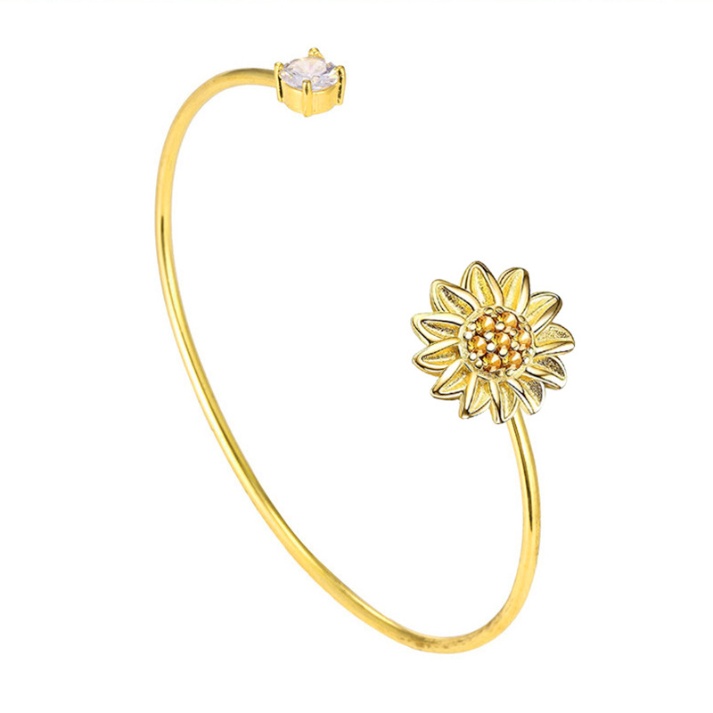 Women's Gender Plating Design Lady Pastoral Flower Alloy Wholesale Bangle