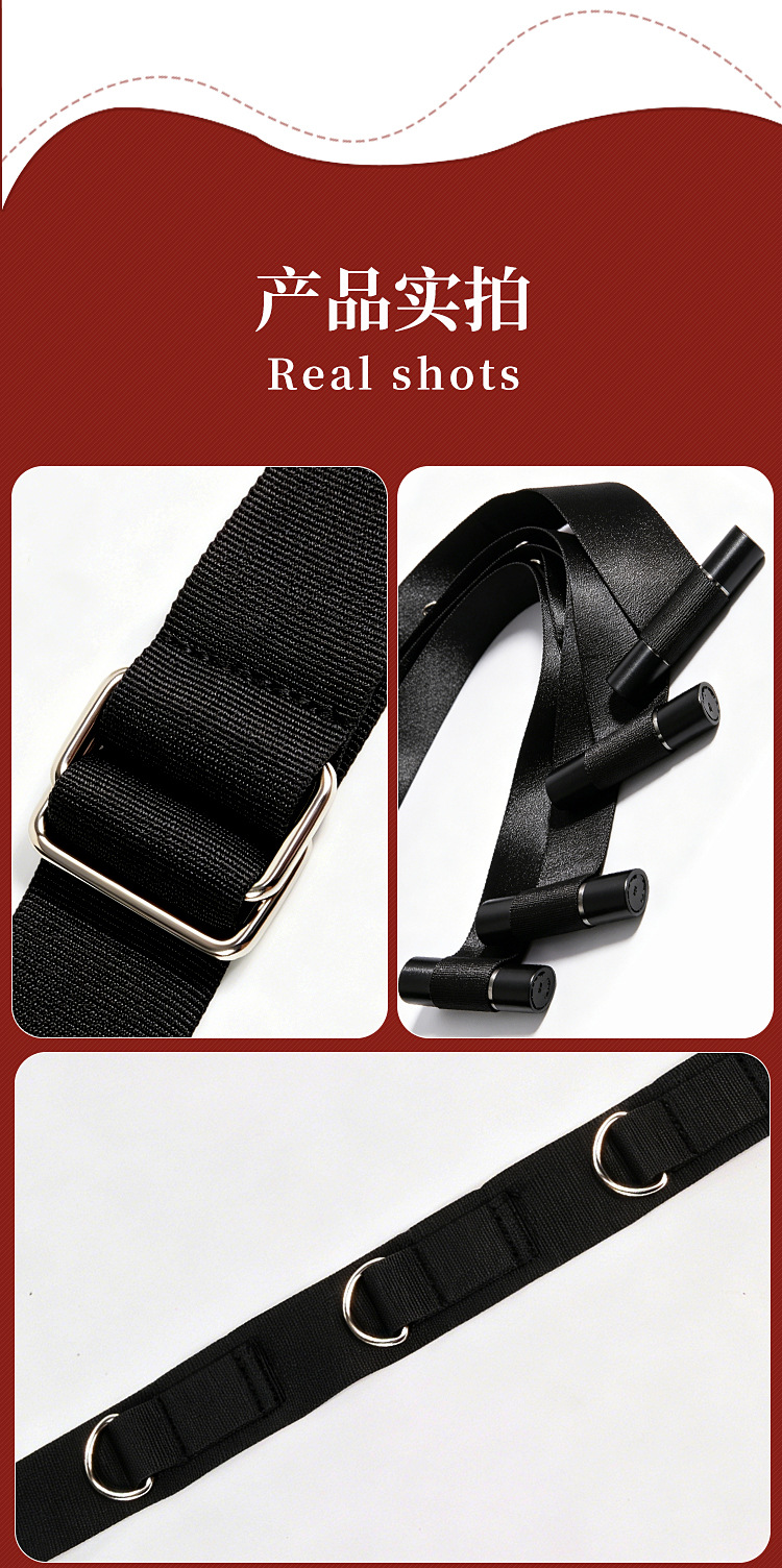 SM Door Swing with Handcuffs, Nylon and Metal Couples Intimate Play Set, Black — detail image 23