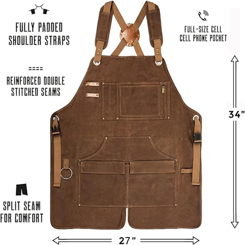 Comercio exterior Amazon delantal lienzo de cera reparación automotriz ropa de trabajo de carpintería pesada cera delantal impermeable fabricantes al por mayor