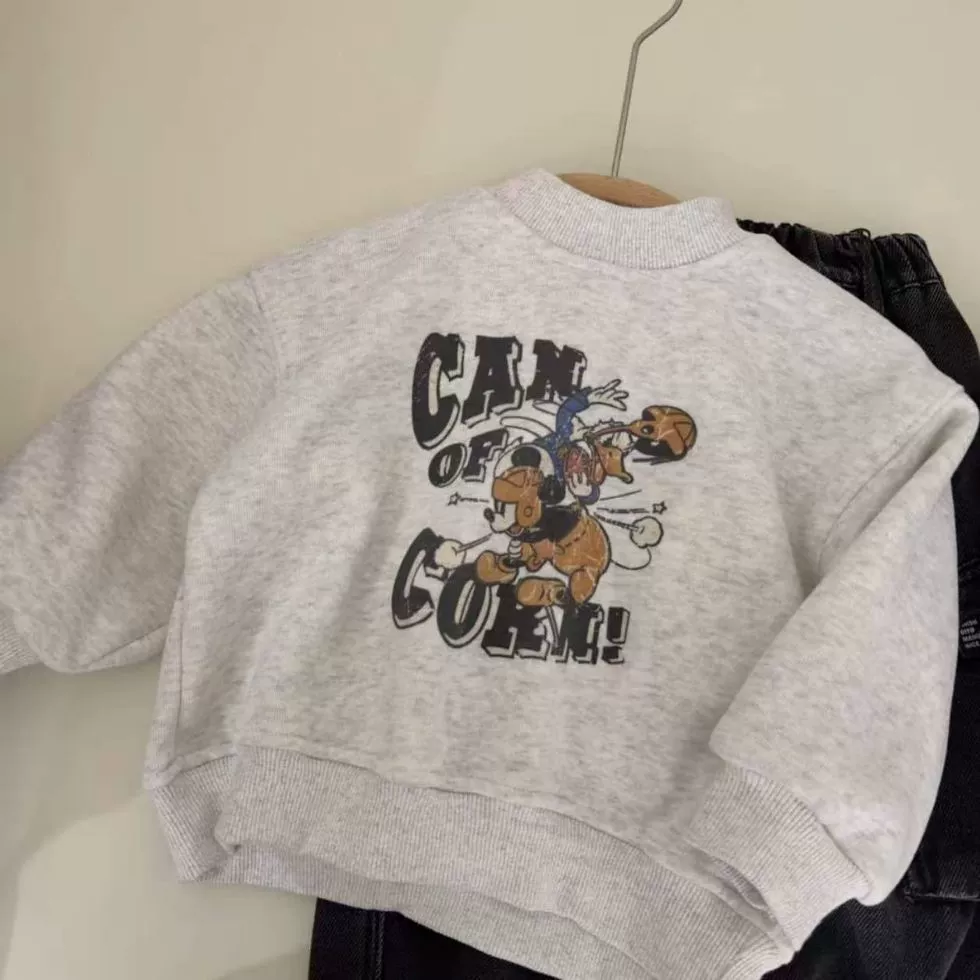 Картина демисезонный детский теплый свитшот с круглым воротом, корейский стиль