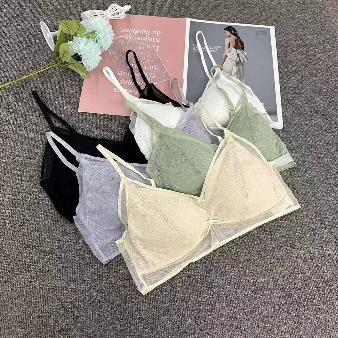 Nueva copa fija de encaje, chaleco de alta calidad, bra de yoga sin anillo de acero, ropa interior deportiva, mujer al por mayor