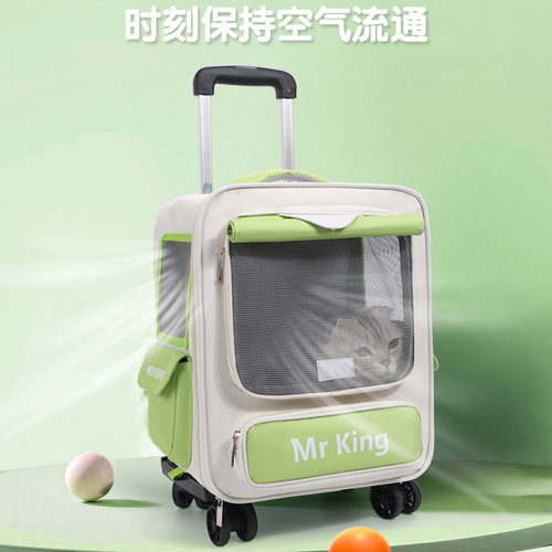 Manufacturer direct supply of cat bag, portable pet trolley case, cat suitcase, shoulder-length trolley pet bag