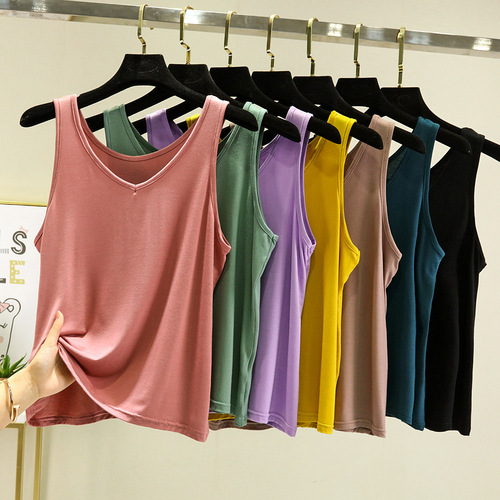 Modal V-neck Thin Vest Women's Summer Sleeveless T-shirt Loose Inner Top Versatile Solid Color Simple Bottoming Shirt