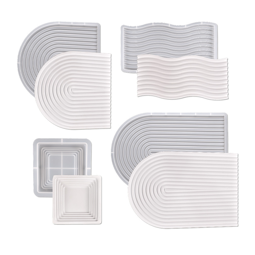 Diy cristal epoxi yeso decoración placa colocación arco onda terraza bandeja de almacenamiento molde de silicona en stock