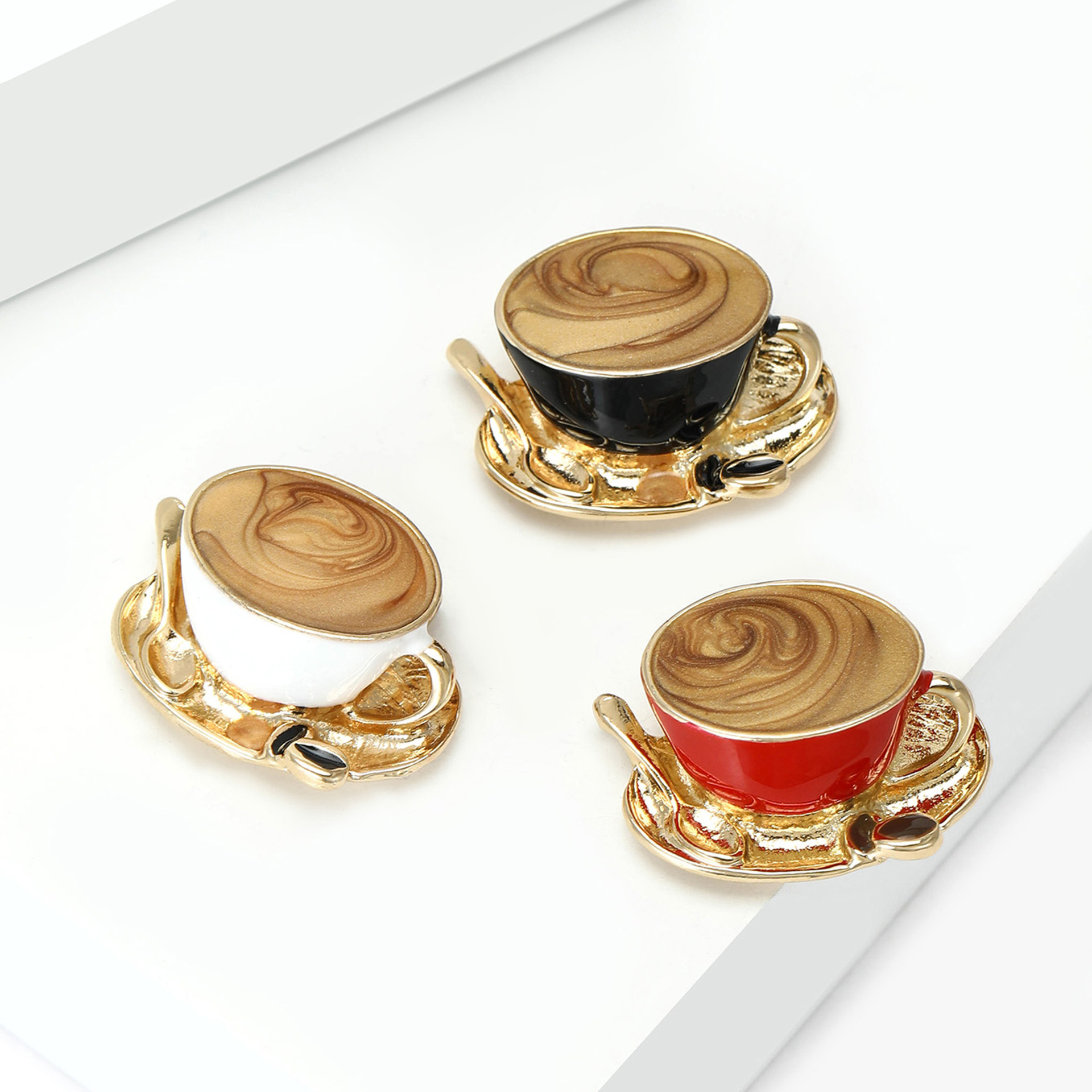 New Exquisite Creative Alloy Enamel Coffee Cup Brooch Personalized Creative Women's Clothing Corsage Jewelry Pin