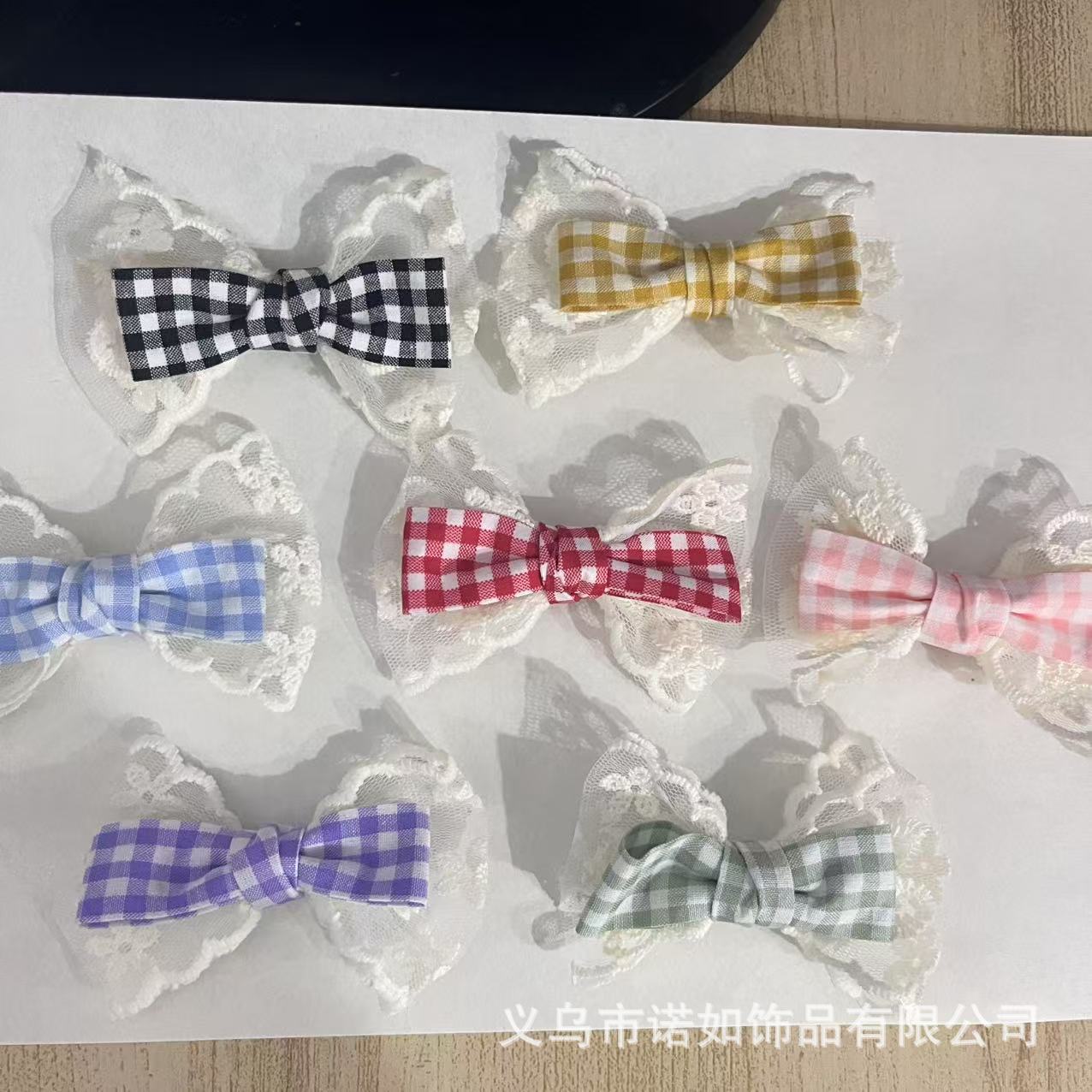 diy蕾丝格子布艺辅料花边蝴蝶结配件手机壳鞋花袜子服装配饰批发