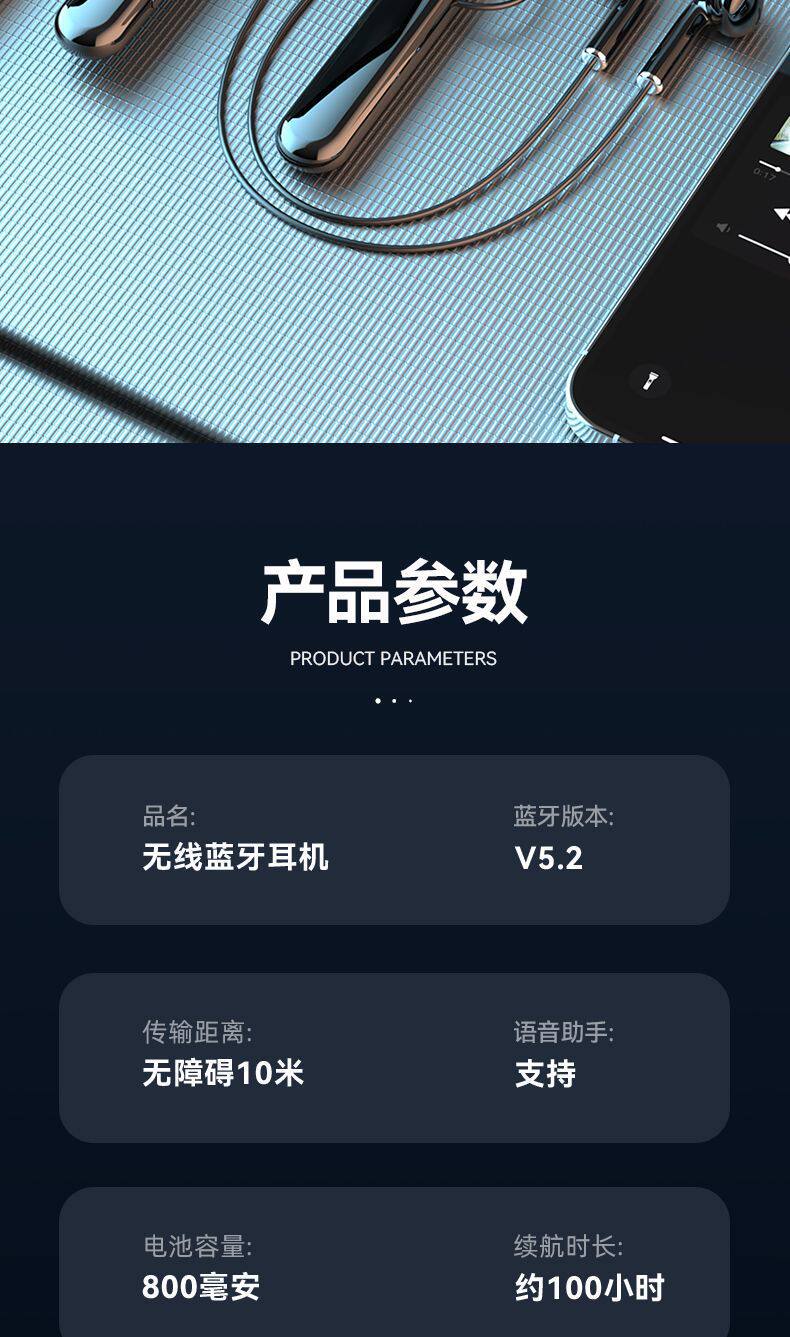 2026 New Neckband Bluetooth Headphones with Super Long Standby Time, Heavy Bass, Suitable for Running and Listening to Music, Compatible with Apple and Android Phones
