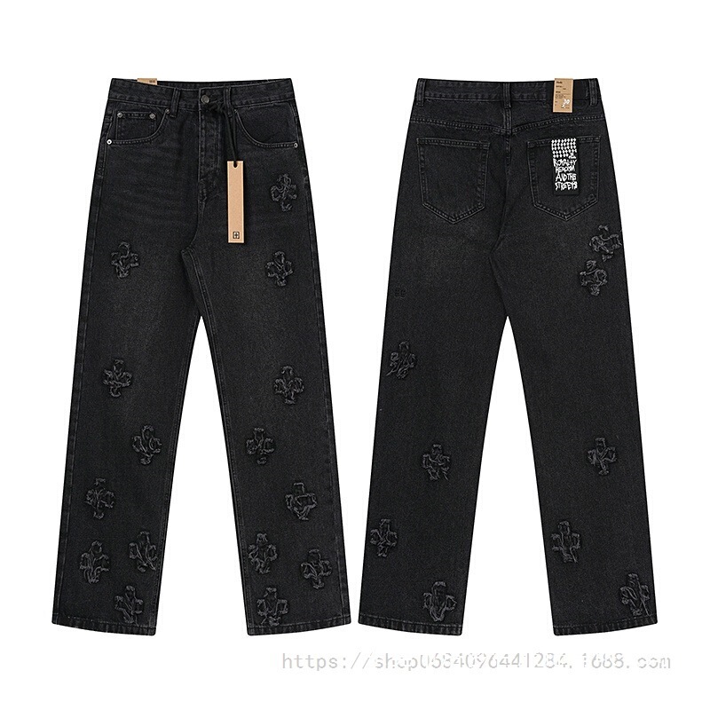 Trendy Ksubi Vintage Ripped Washed High Street Casual Fashion Wide-Leg American-Style Stretch Jeans for Men and Women