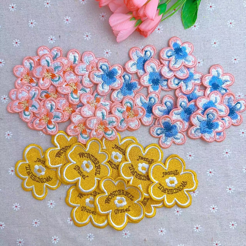 Clásico retro color imitación gancho de mano girasol bordado pegatinas tela ropa bolsas Hogar Accesorios DIY joyería