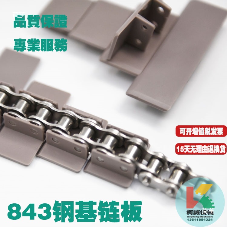 843塑料链板12.7mm节距钢基链直输盖板链扣板塑钢卡板1843链条