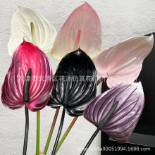 北欧仿真花手感软胶紫色红掌 海芋 火鹤家居餐桌婚庆装饰拍摄道具