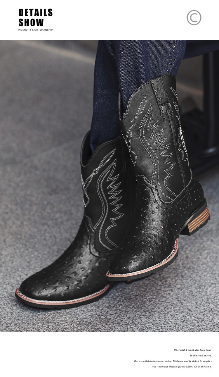 Plus Size Men's Western Cowboy Boots Vintage Rider Boots_vogvips.com