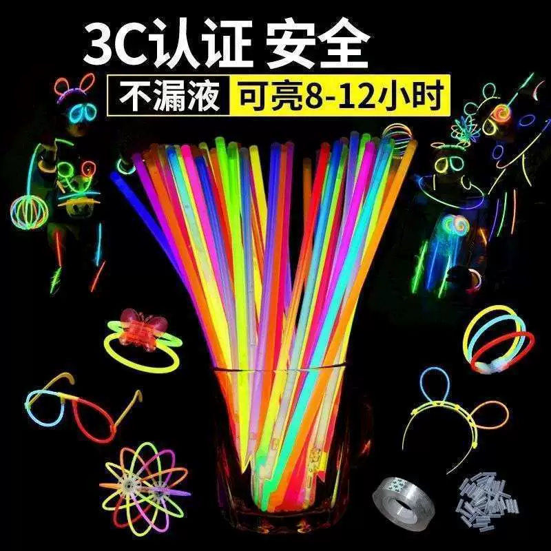 Флуоресцентная красочная световая палочка, одноразовый браслет, игрушка, оптом, ручная работа, 100 штук