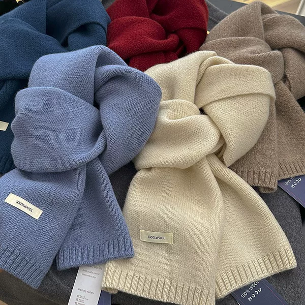 New autumn and winter collection: 100% pure Australian wool scarf for women, solid color, thick knit, warm, lightweight, and exudes a luxurious and high-end feel