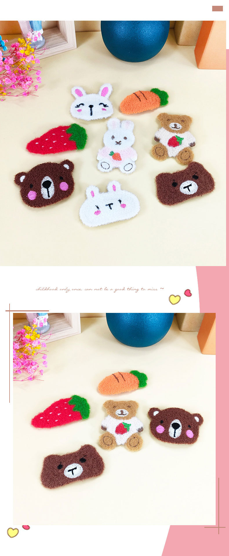 Cute Bear Rabbit Hairpin Embroidery Plush Bb Clip Children's Headdress Wholesale display picture 4