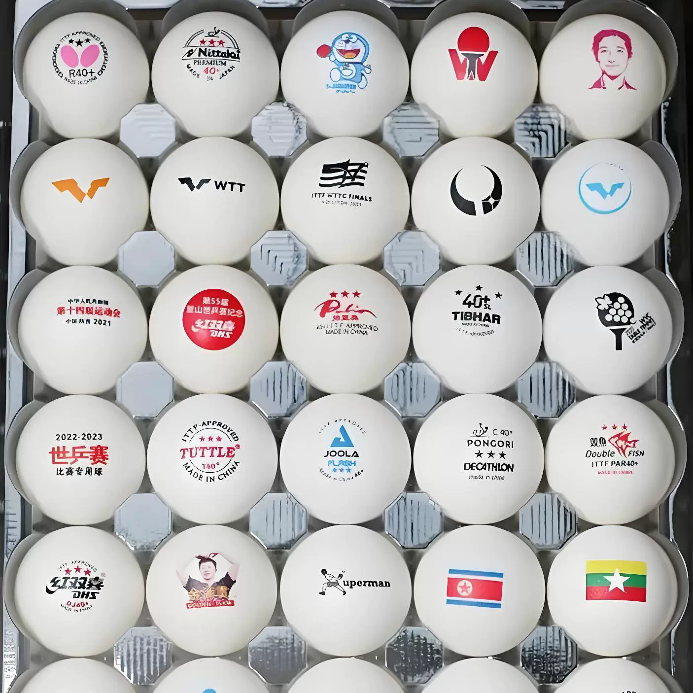 红双喜三星乒乓球logo图文UV印刷体育用品高清晰图像uv打印不掉色