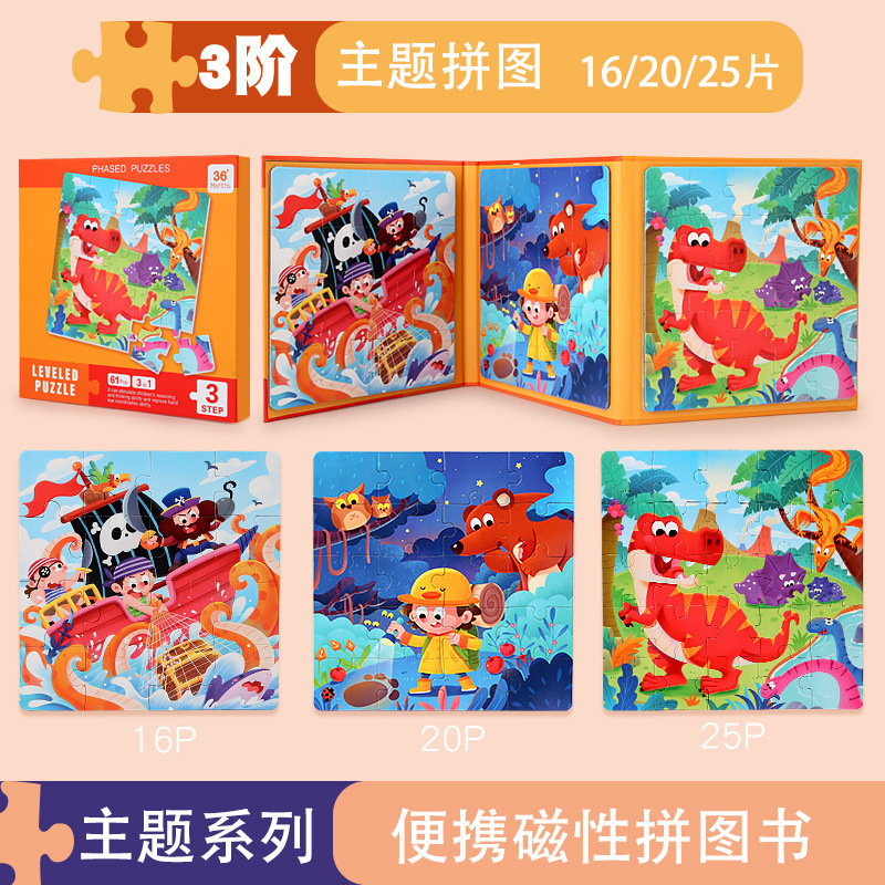 Educación temprana educativa de los niños transfronterizos del CPC del CE tres adentro juguetes magnéticos avanzados del tráfico animal del rompecabezas del libro