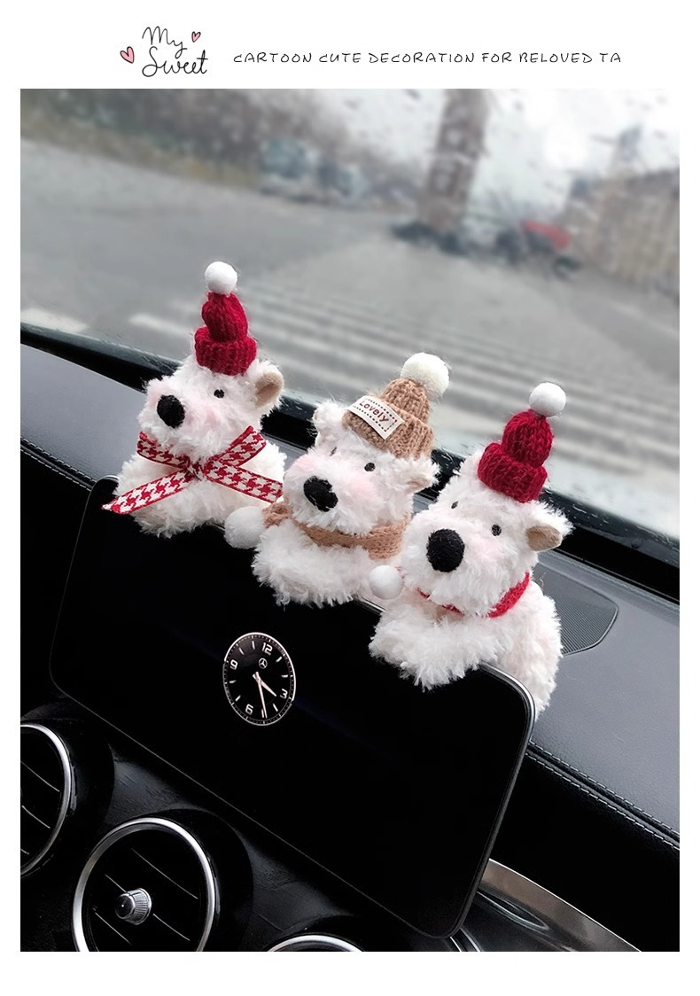 West Highland Car Screen Ornaments Scribbled Puppy Car Waiver Central Control Screen Decoration Car Interior Ornaments