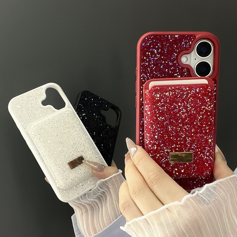 适用iphone17Pro奢华满钻手机壳磁吸magsafe卡包苹果12水钻保护套|undefined
