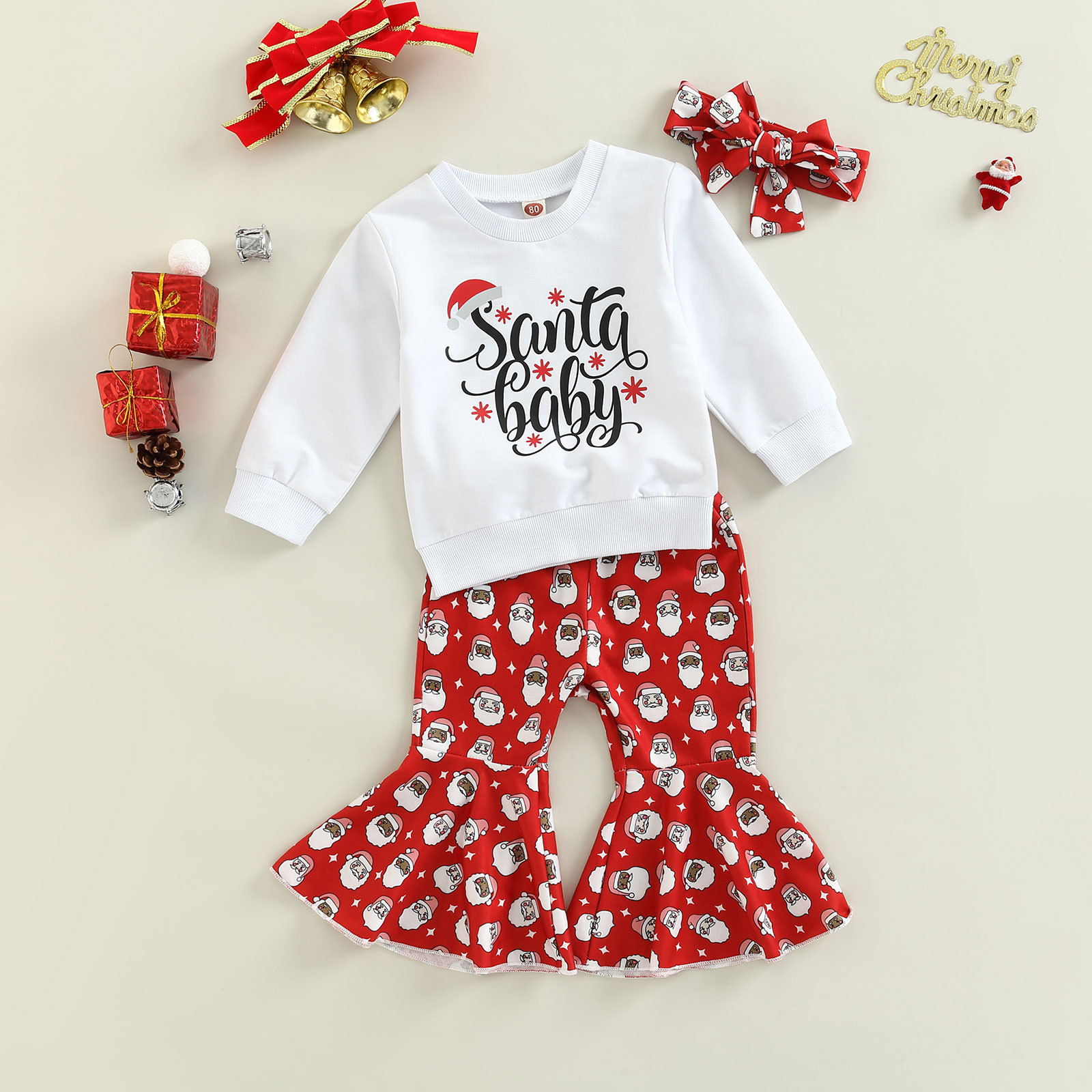 Christmas Fashion Letter Printing Cotton Girls Clothing Sets display picture 1