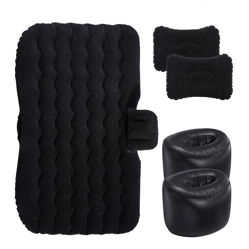 Vehicle-mounted inflatable bed, Qìchē Bed Mattress Rear - wave-pattern-double-support-flocking-black