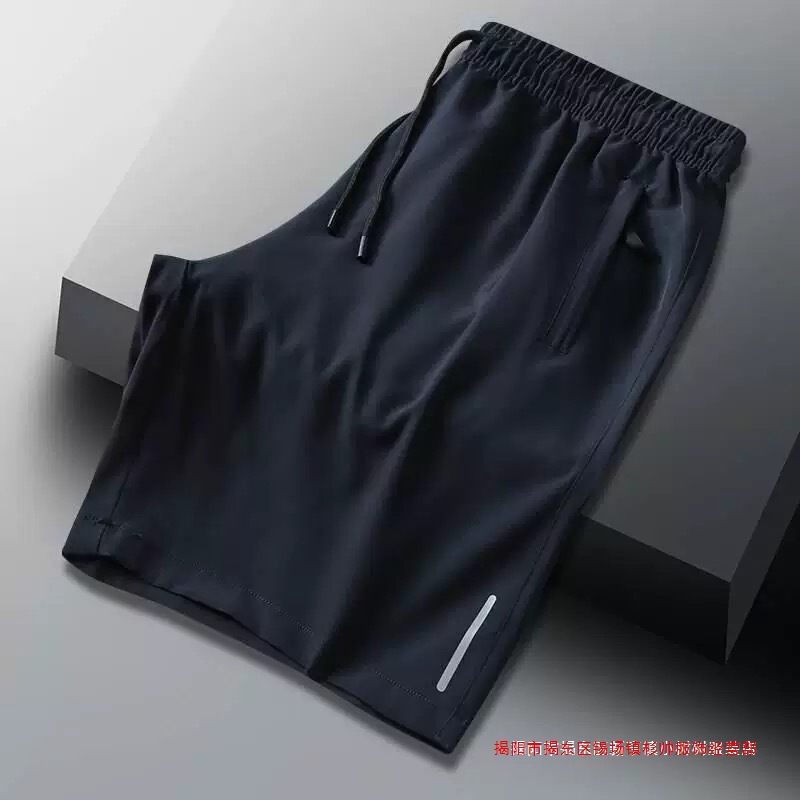 Plus-Size Men's Casual Shorts Korean Style Pocket Zipper Cheap Mid-Length Pants Elastic Waist Thin Ice Silk Pants Men