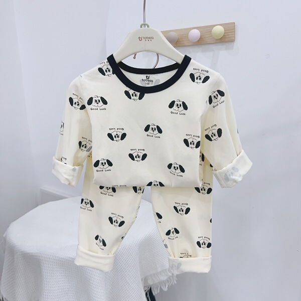 Children's Seamless Lycra Cotton Suit Boys and Girls Base Shirts Shirts Home Clothes Baby's Autumn Clothes New Arrival Pants