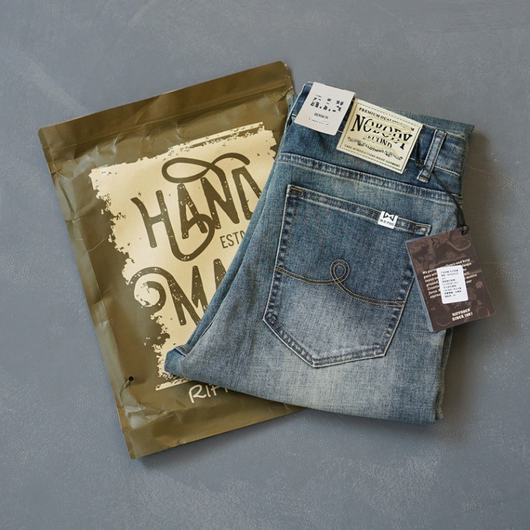 Vintage jeans nostálgicos japoneses sin bala ocio lavado con agua, tubo recto azul americano pantalones de hombre