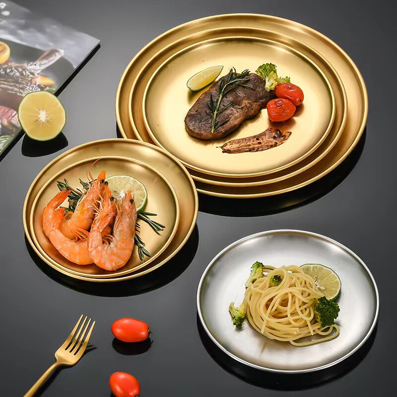 304ステンレス皿韓国式焼肉皿家庭用円盤トレイステーキ洋食皿バーベキュー皿商用卸売り|undefined