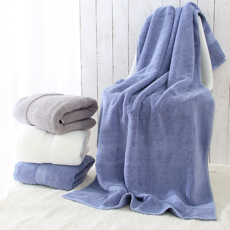 Wholesale Customized Hotel B&B 800g Pure Cotton Absorbent Soft Bath Towel 80*160 Enlarged and Thickeneded Embroidered Logo
