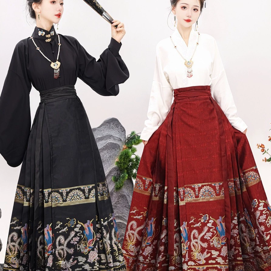 Hua Shenlin Fanming изготовил улучшенную юбку Hanfu для лошадей Новый китайский стиль для взрослых лошадей костюм повседневных рукавов самолета