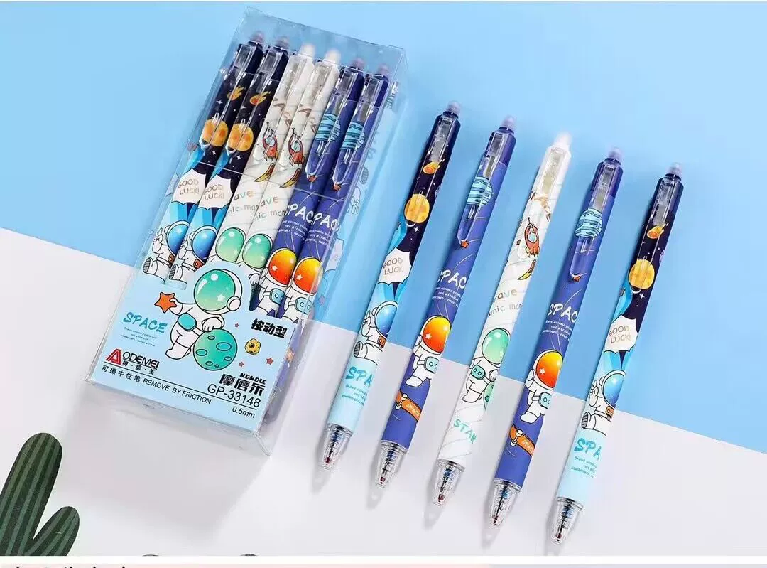 Картонно-рисованные ручки, Cartoon высокого качества, стираемая роликовая ручка blue erase pen для учащихся начальной школы