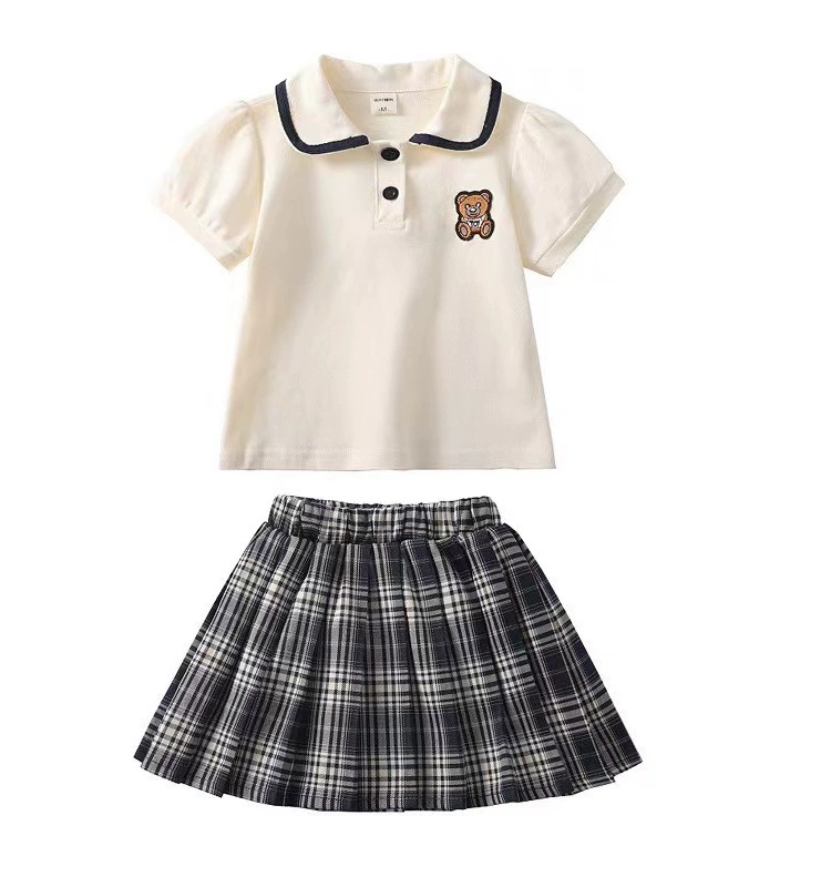 Комплект, школьная pleated skirt для ребенка, летняя одежда для девочек, западный стиль
