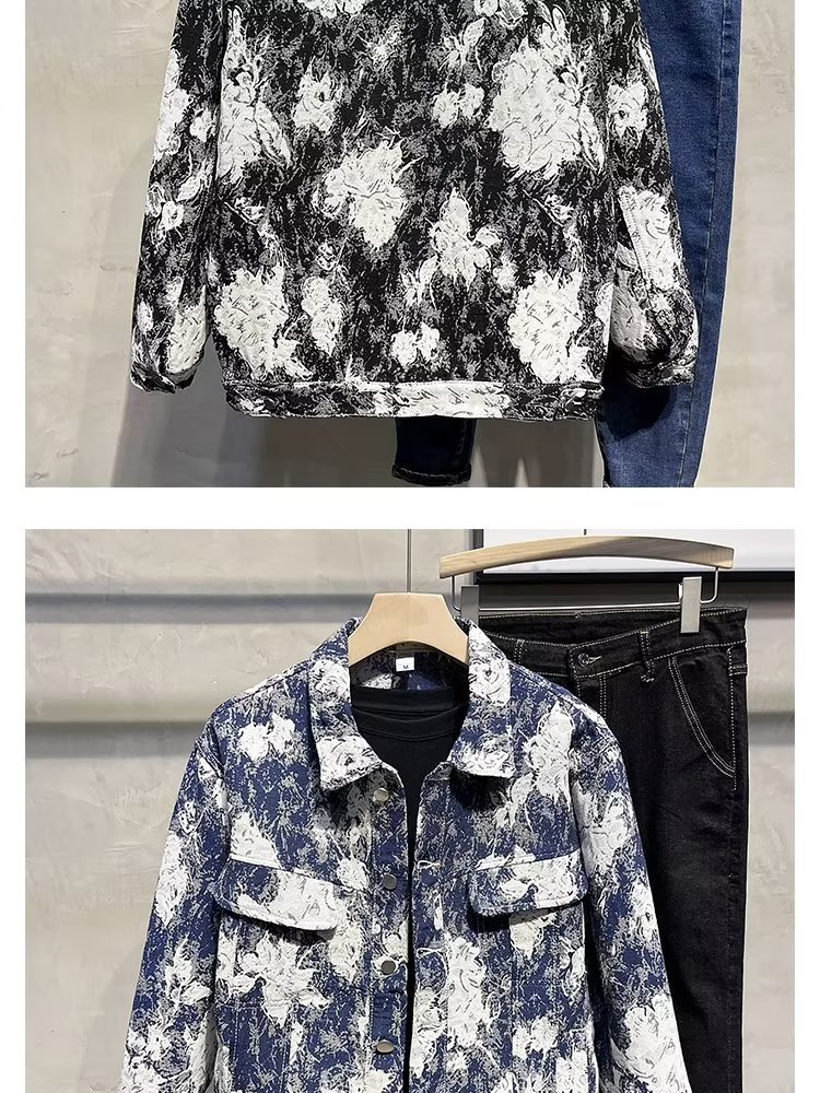 Men's clothing Autumn denim jacket with print personality casual jacket Hong Kong style handsome all match top autumn new jacket_voghion.com
