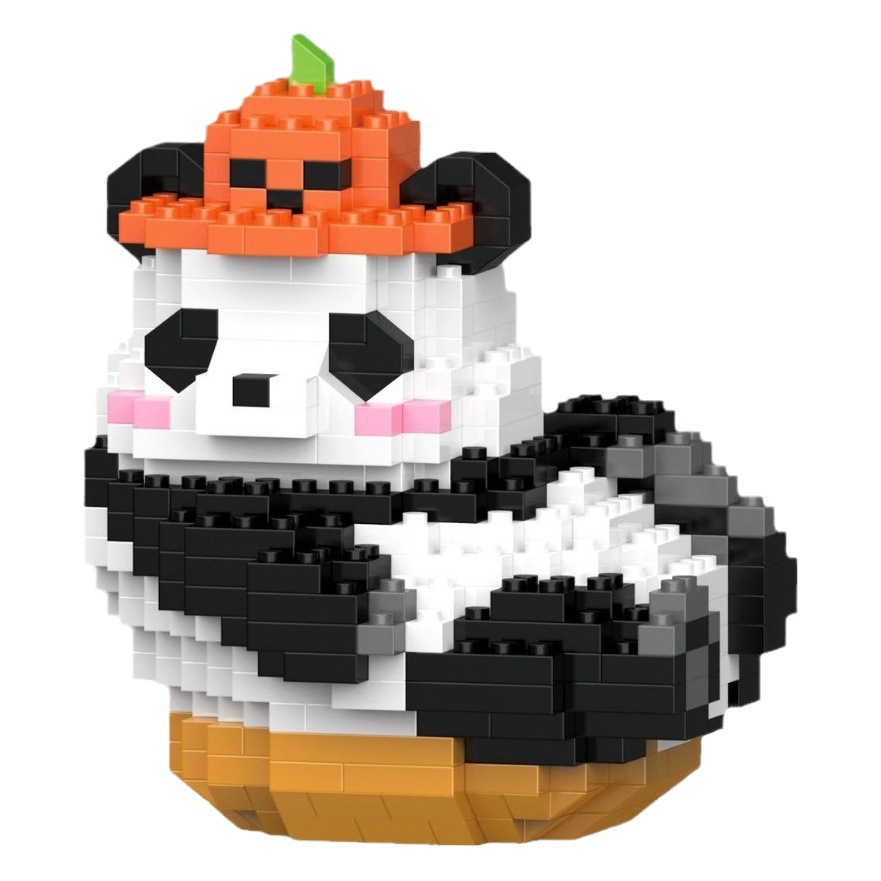 Compatible con Lego Panda flor lindo azul Fubao muñeca lindo modelo azul ensamblado bloques de construcción para niños regalo de juguete al por mayor