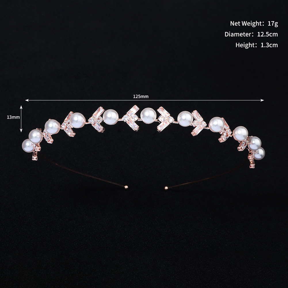 Fashion Leaf Metal Inlay Pearl Zircon Hair Band 1 Piece display picture 5