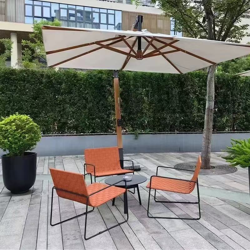 Silla de caña al aire libre de tres piezas combinada jardín al aire libre Villa Hotel Ventas Diseñador de jardines