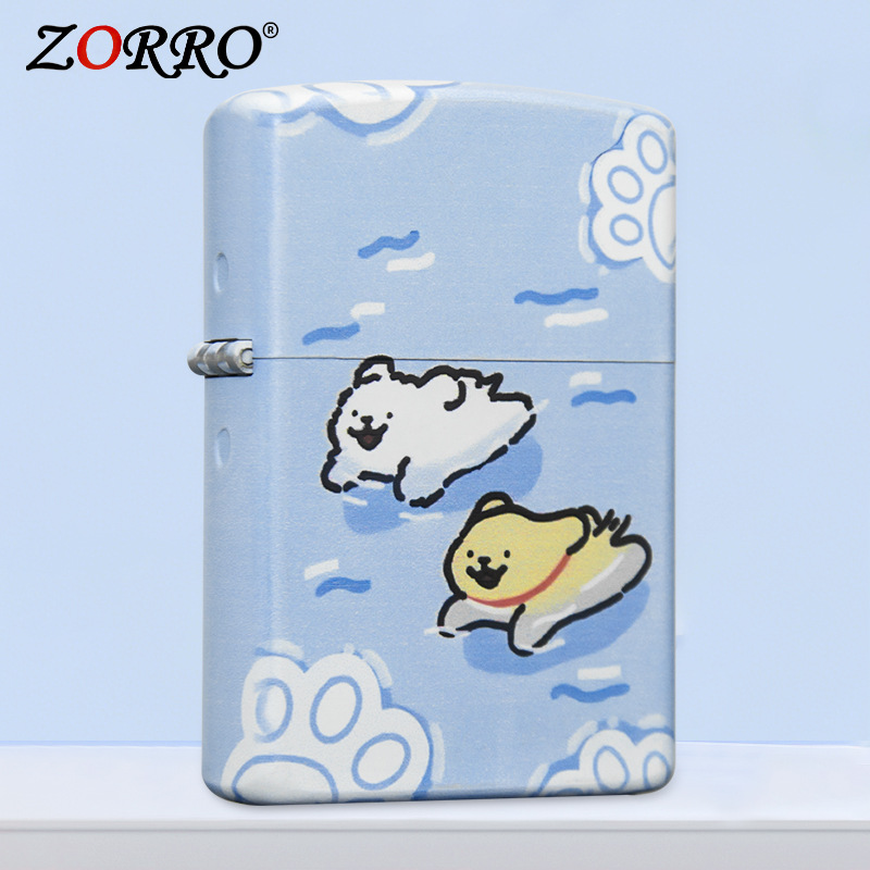 조로 - 화이트 래커 보드 - 컬러 인쇄 - 라인 강아지