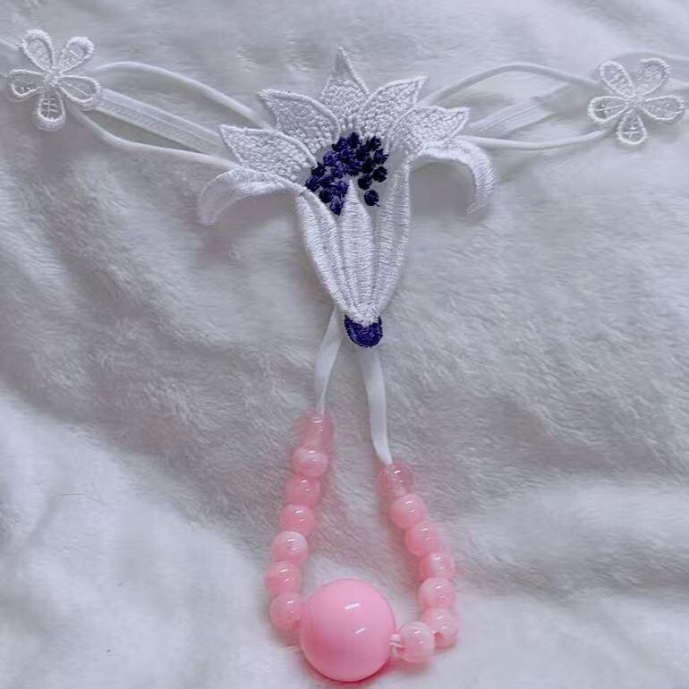 Customizable】Sexy tulip pearl panties, hot hollow-out design, pure and alluring thong