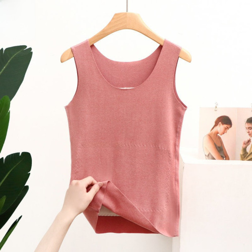 Deroe Vest for Women: Autumn/Winter Seamless Thermal Camisole, Fleece-Lined & Thickened, Double-Faced Fleece, Heated Cotton Base Layer for Back Protection