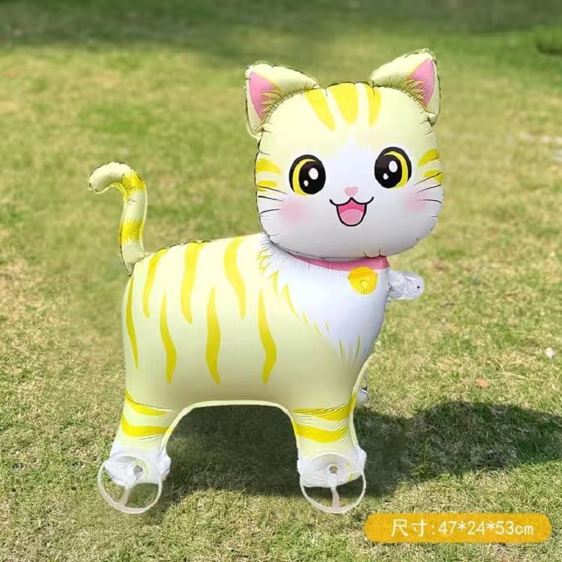 インターネット有名人の同じスタイルの歩く車輪付き立ち漫画動物アルミフィルムバルーンリードバルーン子供の写真小道具ギフト|undefined