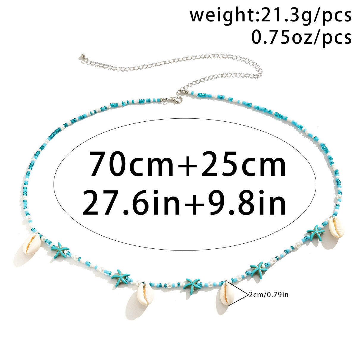 Women's Gender Hawaiian Starfish Shell Glass Shell Iron Women's Chain Belts